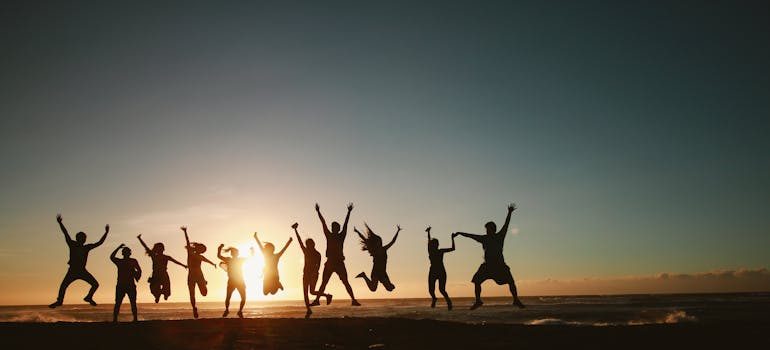 people jumping happy