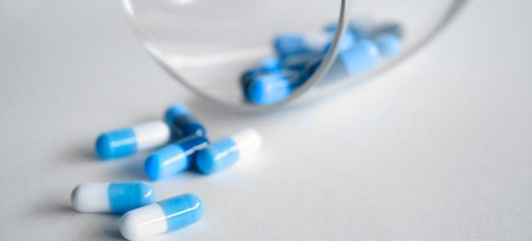 Pills on a white surface