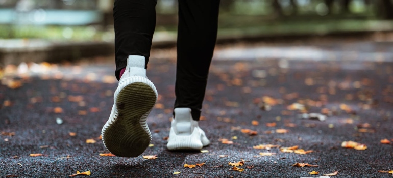 a person jogging in a park